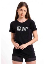 Qivi Pubg Awp Baskılı Siyah Kadın T-Shirt Siyah S