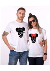T-Shirthane Skull Mause Sevgili Kombinleri T-Shirt Kombini Standart Erkek Beden S Kadın Beden Xl