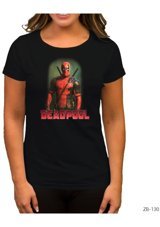 Zepplin Giyim Deadpool Duruş Siyah Kadın T-Shirt S