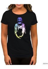 Zepplin Giyim Nirvana Kurt Cobain Colored Siyah Kadın T-Shirt Xl