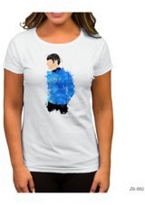 Zepplin Giyim Star Trek Mr. Spock Artwork Beyaz Kadın T-Shirt Xs