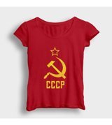 Presmono Kadın Logo Cccp Sovyetler Birliği T-Shirt Lacivert Xs