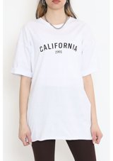 Ferrosso Yan Yırtmaçlı Baskılı T-Shirt Beyaz 16562.1567. 001 Beyaz S