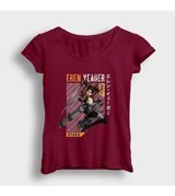 Presmono Kadın Eren Fan Anime Attack On Titan T-Shirt Siyah S