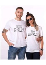 T-Shirthane King Queen Star Sevgili Kombinleri T-Shirt Kombini Standart Erkek Beden Xl Kadın Beden Xs
