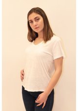 Rich Kadın Organik V Yaka T-Shirt %100 Pamuk T-Shirt (481348154) S
