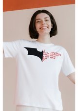 Fuddy Moda Batman Joker Baskılı T-Shirt, Unisex Batman Joker Film Temalı Tiş 001 Beyaz Xs