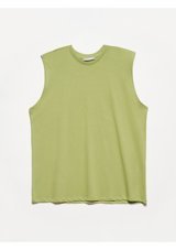 Dilvin Kolsuz Oversize Uzun T-Shirt 101A30313 Çağla Yeşili 38