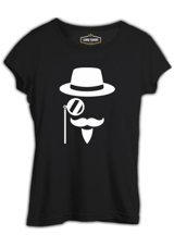 Lord T-Shirt Silhouette Of A Man With A Moustache And A Hat Siyah Kadın T-Shirt 001 Siyah Xl