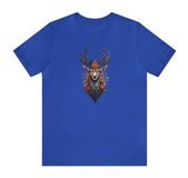 T-Shirt Cin / Geyik Baskılı Sax Mavi Renk T-Shirt 2Xl