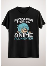 Green Mint Greenmint Unisex Siyah T-Shirt Recovering From An Anime All Nighter Xl