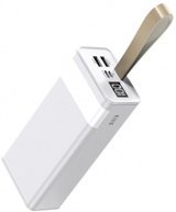 Sprange SR-P5 36000 mAh Hızlı Şarj Işıklı Dijital Göstergeli USB & Type C Çoklu Kablolu Powerbank Beyaz