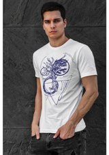 Artaport Design Unisex Soyut Ağaç Tasarım Baskılı Beyaz T-Shirt Turkuaz M
