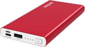 Philips DLP6733 10000 mAh Hızlı Şarj USB & Type C Çoklu Kablolu Powerbank Kırmızı