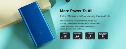 Xiaomi Mi 3 Pro 10000 mAh Hızlı Şarj USB & Type C Çoklu Kablolu Powerbank Mavi