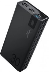 Konfulon A19 30000 mAh Hızlı Şarj Dijital Göstergeli USB & Type C Çoklu Kablolu Powerbank Siyah