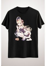 Green Mint Greenmint Unisex Siyah T-Shirt Anime Gothic Girl With Rabbits T-Shirt And Accessories M