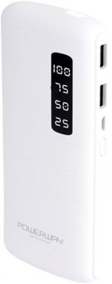 Powerway TX100 10000 mAh Hızlı Şarj Işıklı Dijital Göstergeli Micro USB Çoklu Kablolu Powerbank Beyaz