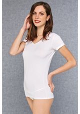Doreanse Kadın Micromodal V Yaka Kısa Kollu T-Shirt 9393 Lacivert S
