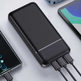 Wiwu JC-19 10000 mAh Hızlı Şarj USB & Type C Çoklu Kablolu Powerbank Siyah