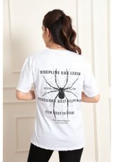 Modaplaza Kadın Örümcek Baskılı T-Shirt Beyaz K23Ytrkytshrt2Beyaz S