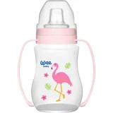 Wee Baby 754 Polipropilen Gaz Yapmayan Antikolik Kulplu 6+ Ay Desenli Pembe Yuvarlak Uçlu Bebek Biberon 250 ml