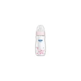 Wee Baby Klasik Plus Cam Gaz Yapmayan Antikolik Kulpsuz Desenli Pembe Yuvarlak Uçlu Bebek Biberon 120 ml