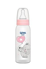 Wee Baby Klasik Polipropilen Gaz Yapmayan Antikolik Yenidoğan Yavaş Akışlı Kulpsuz 0-6 Ay Desenli Pembe Yuvarlak Uçlu Bebek Biberon 250 ml