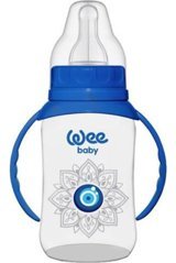 Wee Baby Nazar Boncuğu Polipropilen Gaz Yapmayan Antikolik Orta Akışlı Kulplu 6-18 Ay Desenli Renkli Yuvarlak Uçlu Bebek Biberon 150 ml