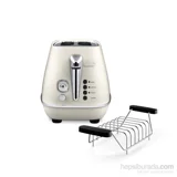 Delonghi Brillante CTJ 2103.BG 2 Dilim Kırıntı Tepsili Telli Akıllı 1800 W Bej Retro Mini Ekmek Kızartma Makinesi