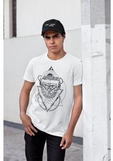 Artaport Design Unisex Pervane Tasarım Baskılı Beyaz T-Shirt Siyah Xs