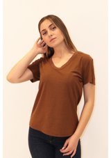 Rich Kadın Organik V Yaka T-Shirt %100 Pamuk T-Shirt (481348185) M