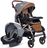 4 Baby Active Plus AB 430 Çift Yönlü Katlanabilir Tek Elle Kapanan 360 Derece Dönen Tam Yatar Travel Sistem Bebek Arabası Gri