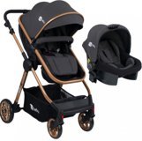 4 Baby Comfort Exclusive AB-490 Çift Yönlü Katlanabilir 360 Derece Dönen Tam Yatar Kabin Tipi Travel Sistem Bebek Arabası Siyah