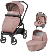 Peg Perego Book Smart Modular Çift Yönlü Katlanabilir Tek Elle Kapanan 360 Derece Dönen Tam Yatar Kabin Tipi Travel Sistem Bebek Arabası Pembe