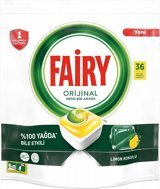 Fairy Orijinal Hepsi Bir Arada Limon Kokulu Tablet Bulaşık Makinesi Deterjanı 36 Adet