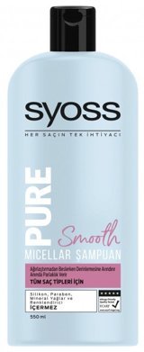 Syoss Pure Smooth Micella Arındırıcı Tüm Saçlar İçin Parabensiz Şampuan 550 ml