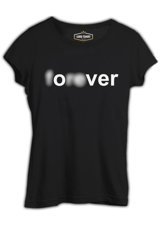 Lord T-Shirt Yazı Forever Over Siyah Kadın T-Shirt 001 Siyah Xl