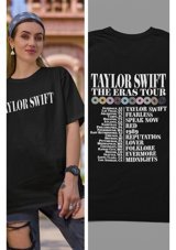 Fuddy Moda Taylor Swift The Eras Tour Sırt Baskılı T-Shirt, Unisex Oversize T 001 Siyah 2Xl