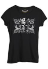 Lord T-Shirt Pirate Skulls Siyah Kadın T-Shirt 001 Siyah L