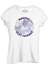 Lord T-Shirt Magical Friends With Unicorn Beyaz Kadın T-Shirt 001 Beyaz S