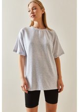 Xhan Gri Oversize Basic T-Shirt 3Yxk1 47087 03 M