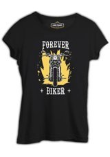 Lord T-Shirt Forever Biker Siyah Kadın T-Shirt 001 Siyah L