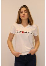 Rich Kadın V Yaka T-Shirt %100 Pamuk T-Shirt (481347905) S