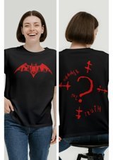 Fuddy Moda Unmask The Truth Yazılı Sırt Baskılı T-Shirt, Unisex Batman Film T 001 Siyah M