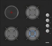 Simfer 3506 Siyah Cam 4 Gözlü Gazlı ve Elektrikli Ankastre Ocak