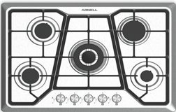 Arnell AR 750 FL 5 Gözlü Çelik Wok Gözlü Doğalgazlı Ankastre Inox Ocak