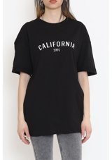 Tozlu Yaka Yan Yırtmaçlı Baskılı T-Shirt Siyah 16562.1567. 001 Siyah Xl