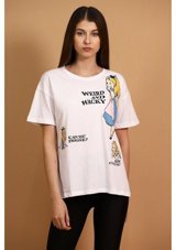 Gabria Kadın Baskılı T-Shirt Beyaz (512154232) L
