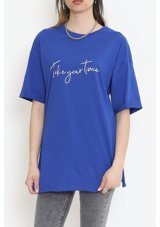 Ferrosso Baskılı Duble Kol T-Shirt Saks 16561.1567. 001 Saks Mavi Xl